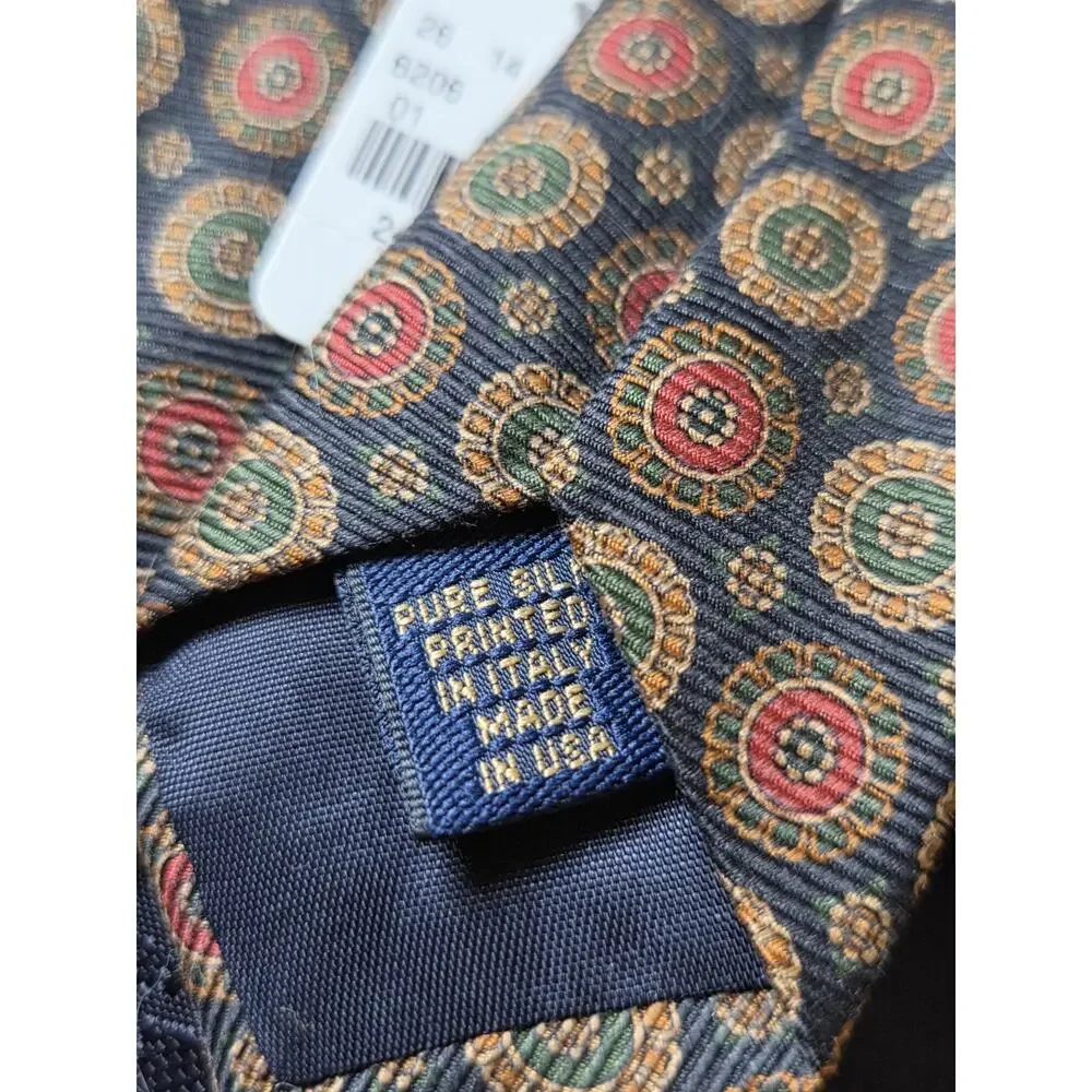 NWT Brooks Brothers Makers Pure Silk Necktie Printed In Italy Made USA Medallion